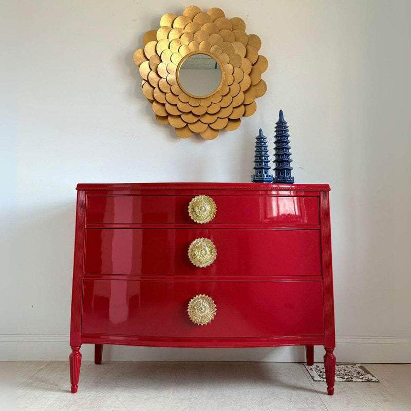 Dressers 3-Drawer Chest in Lipstick Red - Custom Lacquered The Resplendent Crow