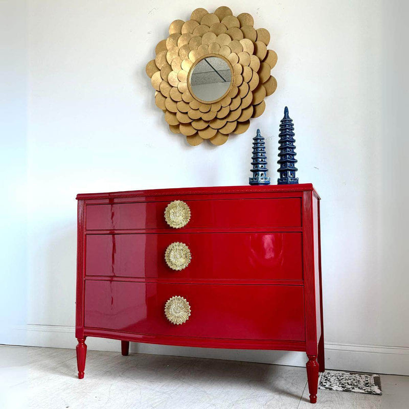 Dressers 3-Drawer Chest in Lipstick Red - Custom Lacquered The Resplendent Crow