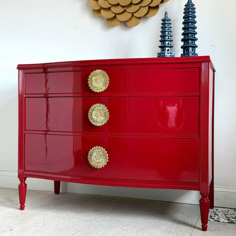 Dressers 3-Drawer Chest in Lipstick Red - Custom Lacquered The Resplendent Crow