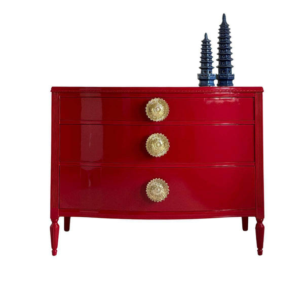 Dressers 3-Drawer Chest in Lipstick Red - Custom Lacquered The Resplendent Crow