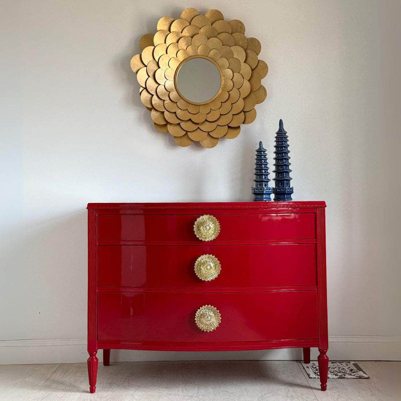 Dressers 3-Drawer Chest in Lipstick Red - Custom Lacquered The Resplendent Crow
