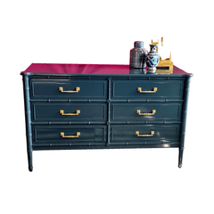 Faux Bamboo Six  Drawer Dresser - Lacquered