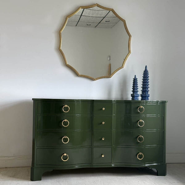 vintage green dresser French Louis Style Sage Chest of Drawers: Ornate 5-drawer then finish with colored resin for a flawless look Kindel Dresser in Olive -