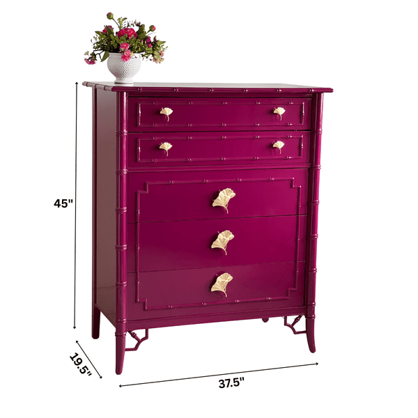 Dressers Lacquered Tallboy in Ruby - Ready To Ship The Resplendent Crow