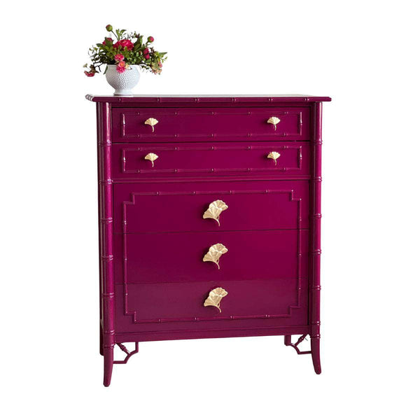 Dressers Lacquered Tallboy in Ruby - Ready To Ship The Resplendent Crow