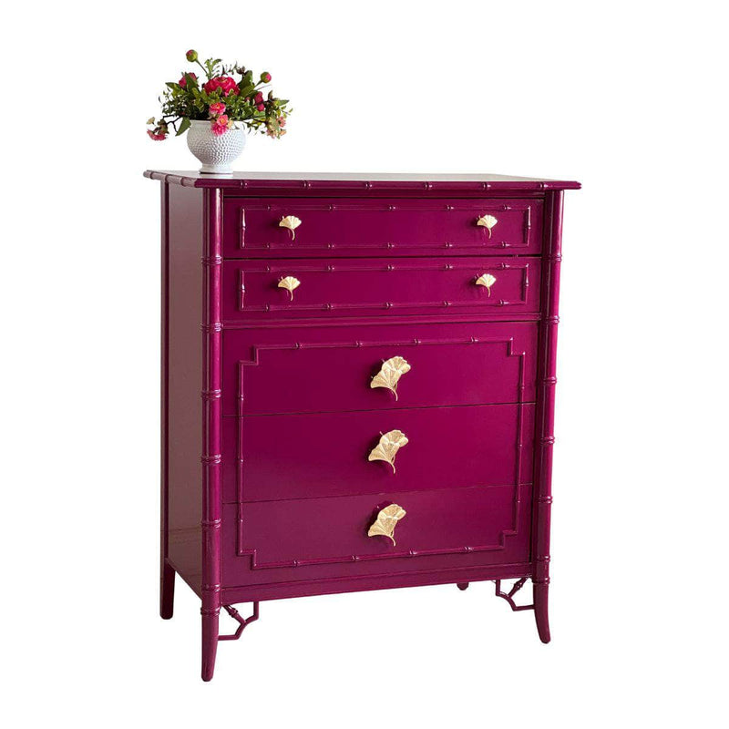 Dressers Lacquered Tallboy in Ruby - Ready To Ship The Resplendent Crow