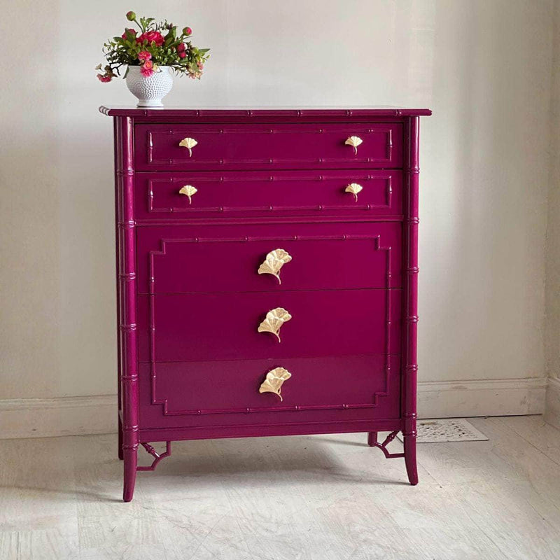Dressers Lacquered Tallboy in Ruby - Ready To Ship The Resplendent Crow