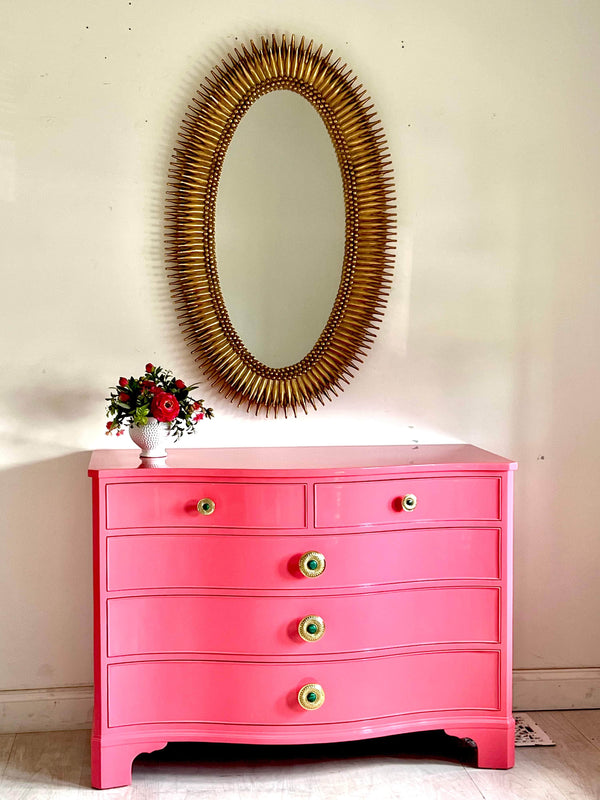 Dressers Small Curved Dresser Lacquered In Coral The Resplendent Crow