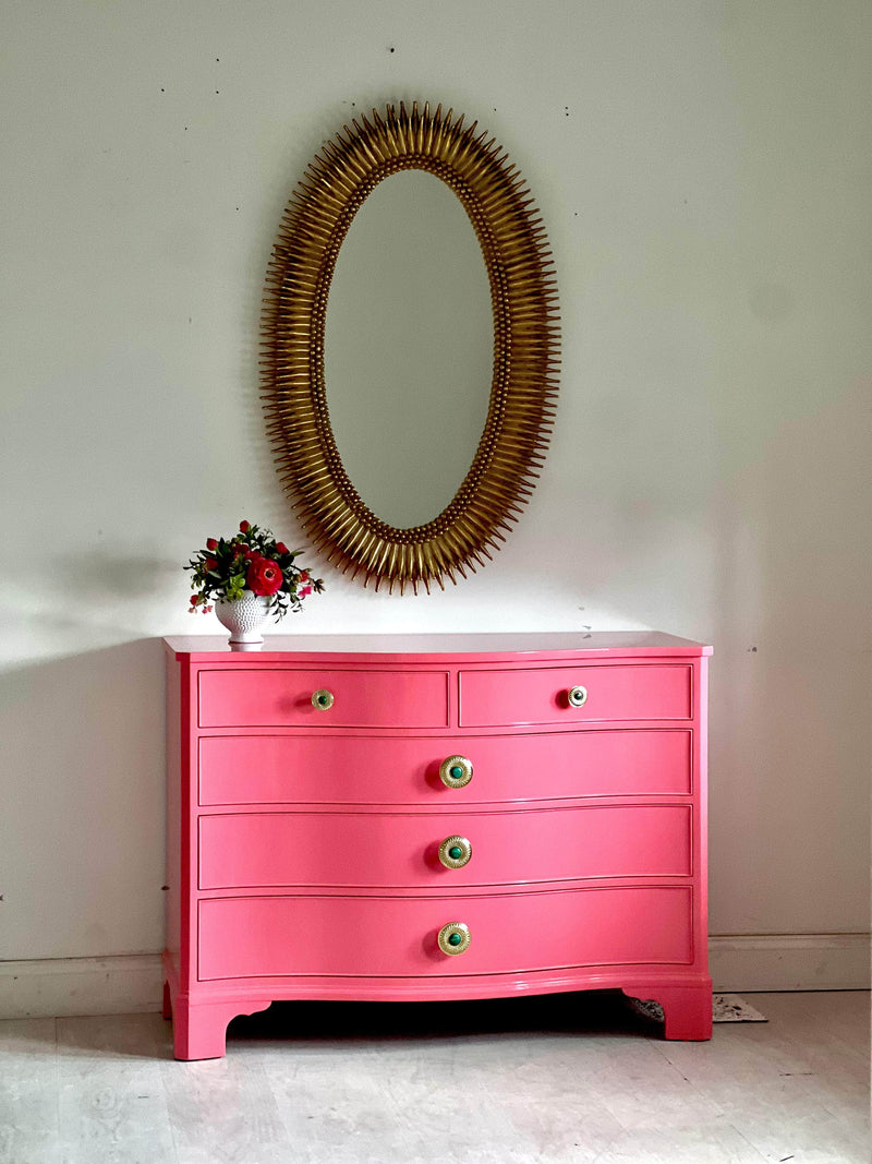 Dressers Small Curved Dresser Lacquered In Coral The Resplendent Crow