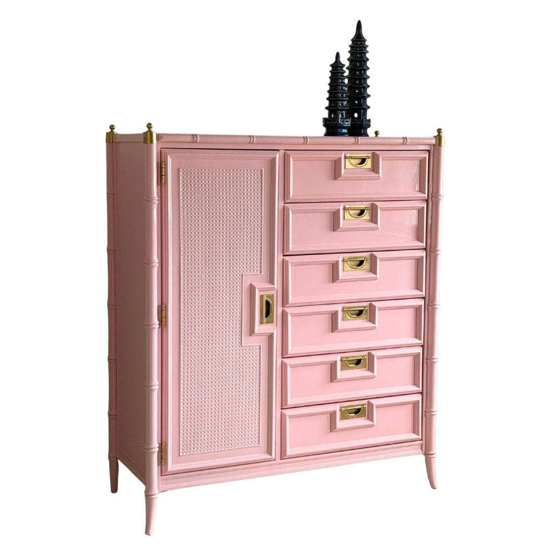 Dressers Stanley Faux Bamboo Armoire in Salmonberry The Resplendent Crow