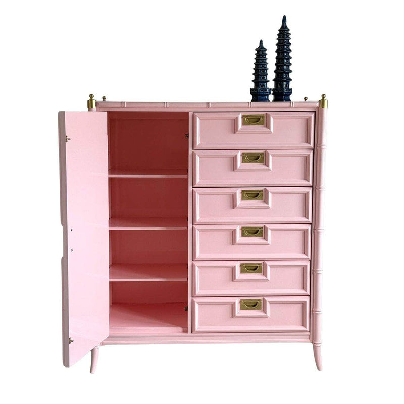 Dressers Stanley Faux Bamboo Armoire in Salmonberry The Resplendent Crow