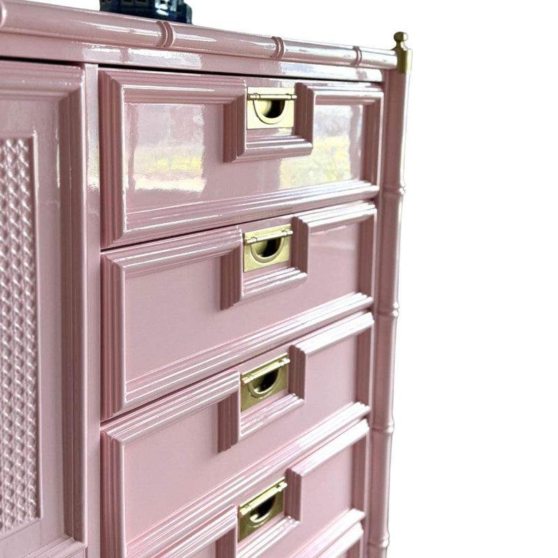 Dressers Stanley Faux Bamboo Armoire in Salmonberry The Resplendent Crow