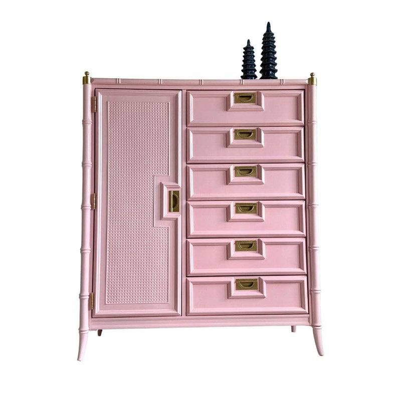 Dressers Stanley Faux Bamboo Armoire in Salmonberry The Resplendent Crow