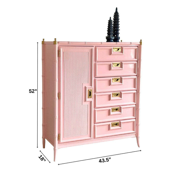 Dressers Stanley Faux Bamboo Armoire in Salmonberry The Resplendent Crow