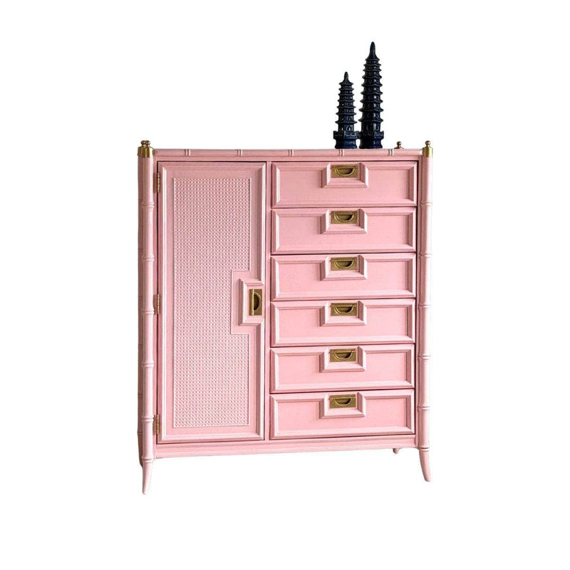 Dressers Stanley Faux Bamboo Armoire in Salmonberry The Resplendent Crow