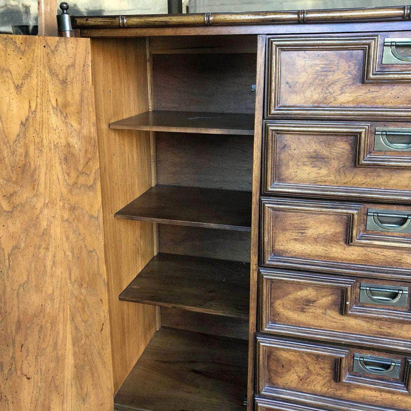 Dressers Stanley Faux Bamboo Tallboy Armoire - Lacquered The Resplendent Crow