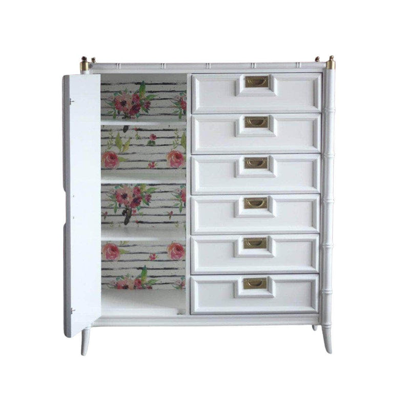 Dressers Stanley Faux Bamboo Tallboy Armoire - Lacquered The Resplendent Crow