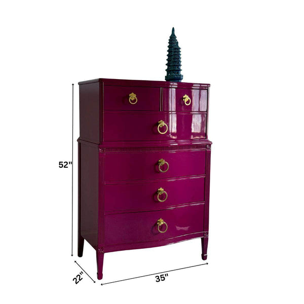 Dressers Tallboy Lacquered in Ruby - Ready To Ship The Resplendent Crow