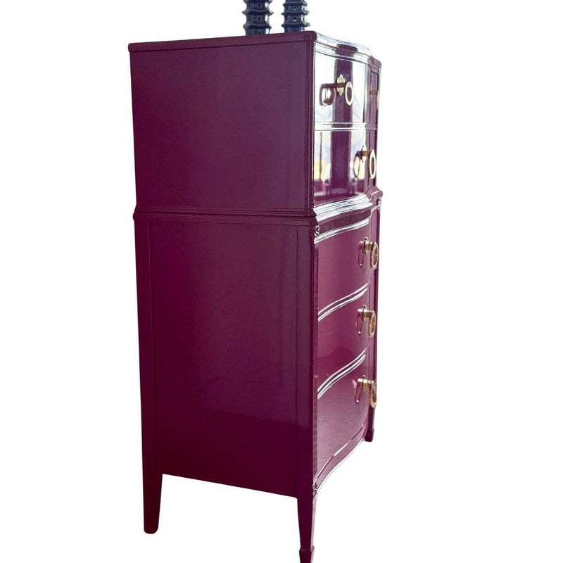 Dressers Tallboy Lacquered in Ruby - Ready To Ship The Resplendent Crow
