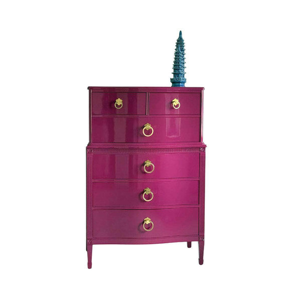 Dressers Tallboy Lacquered in Ruby - Ready To Ship The Resplendent Crow