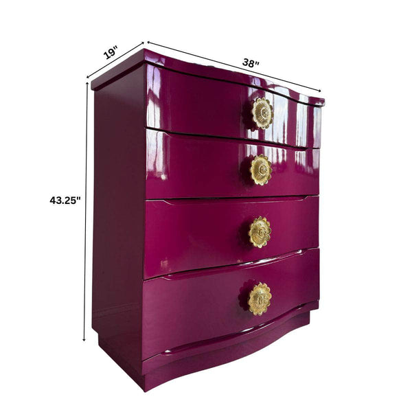 Dressers Tallboy Lacquered in Ruby - Ready To Ship The Resplendent Crow