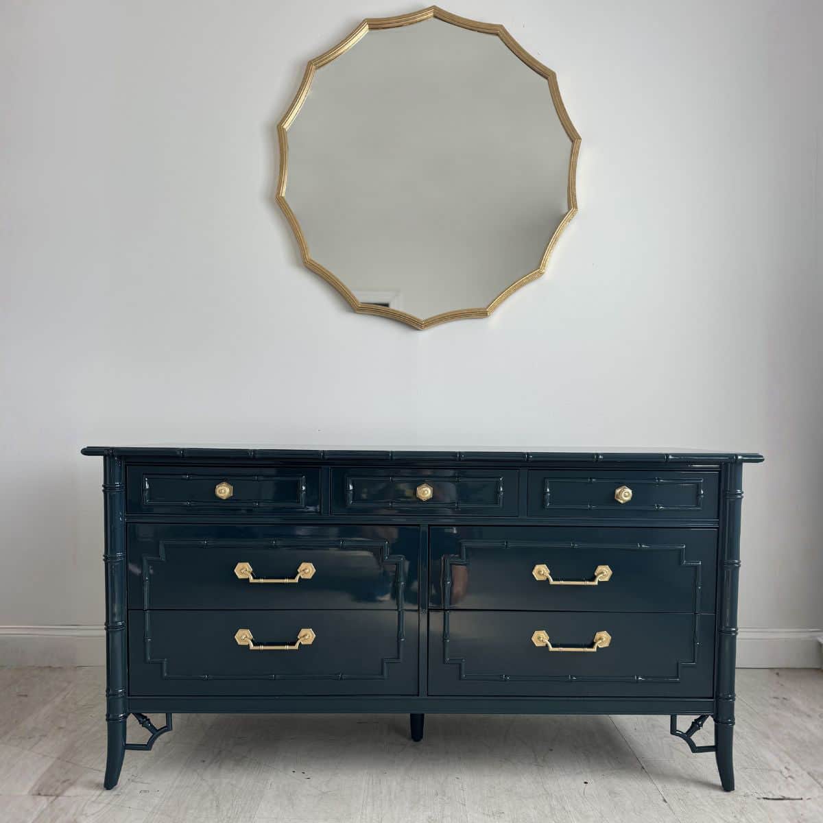 Thomasville Faux Bamboo Dresser in Naval