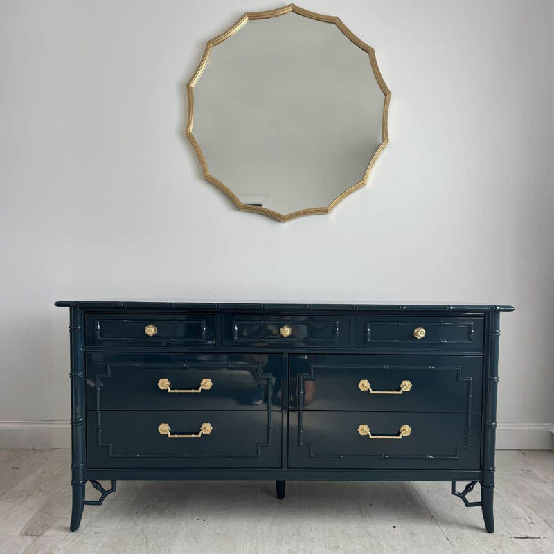 thomasville vintage dresser CUSTOMIZE| Dresser- 64" long x 19" deep x 31-1/2" tall 1970 Thomasville Allegro Faux Bamboo