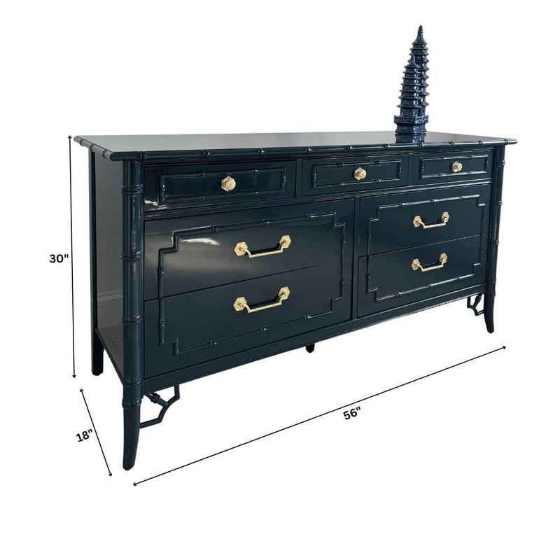 Thomasville Faux Bamboo Dresser in Naval - Ready To Ship