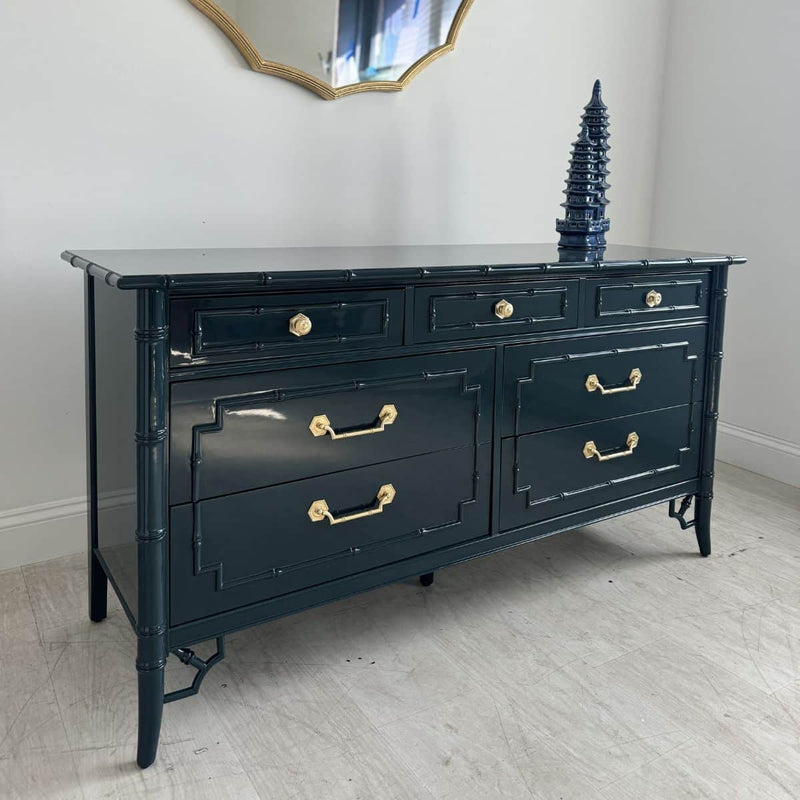 Thomasville Faux Bamboo Dresser in Naval