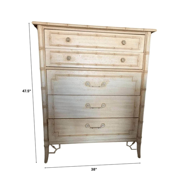 Dressers Thomasville Faux Bamboo Tallboy -  Lacquered The Resplendent Crow