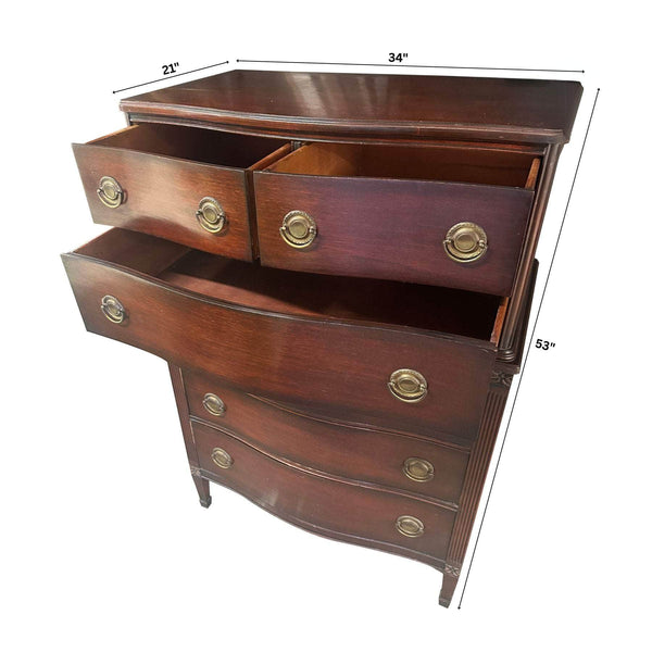 Dressers Vintage Curved Tallboy - Custom Lacquered The Resplendent Crow