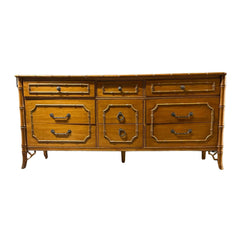 Vintage Faux Bamboo 9 Drawer Dresser - Custom Lacquered