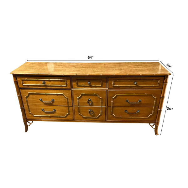 Dressers Vintage Faux Bamboo 9 Drawer Dresser - Custom Lacquered The Resplendent Home