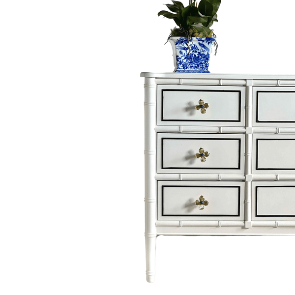 Faux Bamboo Dresser in Creamy White The Resplendent Home