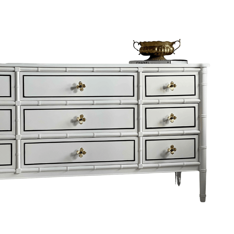Faux Bamboo Dresser in Creamy White The Resplendent Home