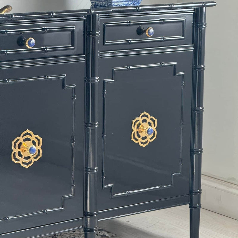 Floral Cutout Backplate - 5" Brass, Lotus The Resplendent Crow