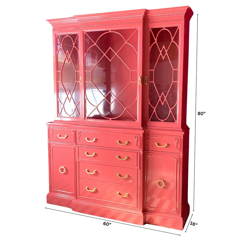 Fretwork China Cabinet - Custom Lacquered The Resplendent Crow