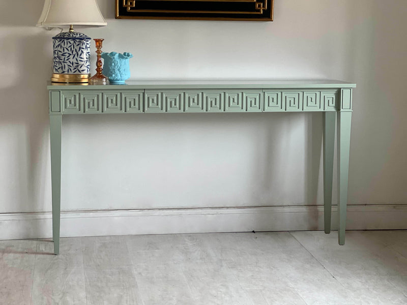 Greek Key Console Table - Custom Lacquered The Resplendent Home