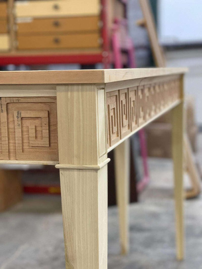 Greek Key Console Table - Custom Lacquered The Resplendent Home