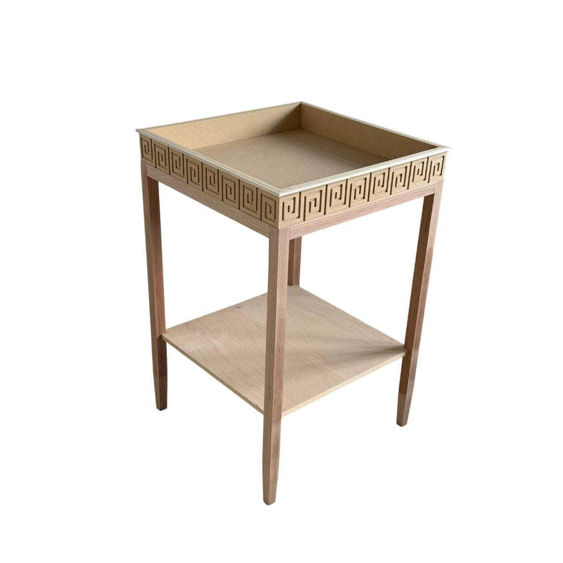 Greek Key End Table - Custom Lacquered The Resplendent Crow