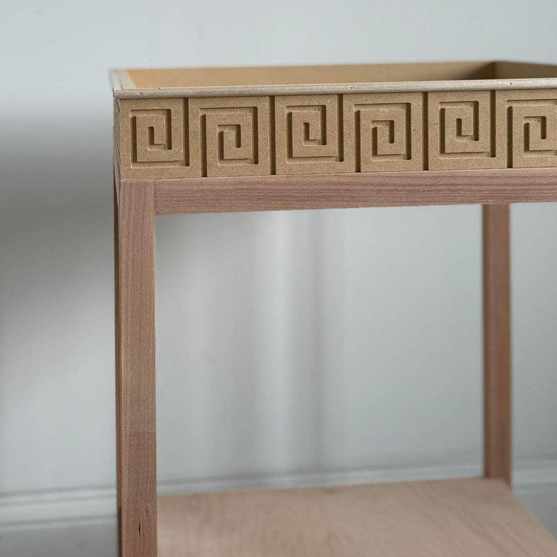 Greek Key End Table - Custom Lacquered The Resplendent Crow