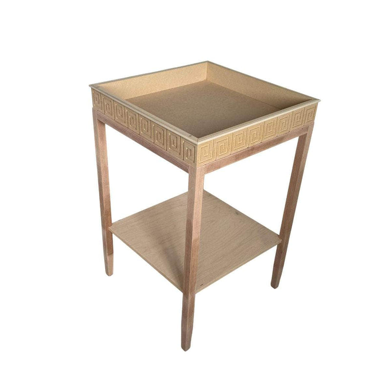 Greek Key End Table - Custom Lacquered The Resplendent Crow