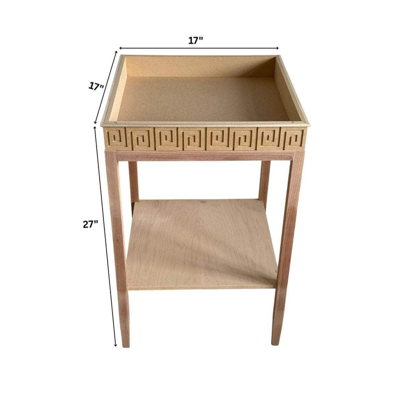 Greek Key End Table - Custom Lacquered The Resplendent Crow