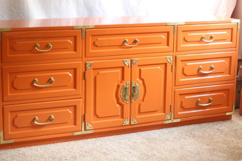 Hollywood Regency Dresser - Lacquered The Resplendent Crow