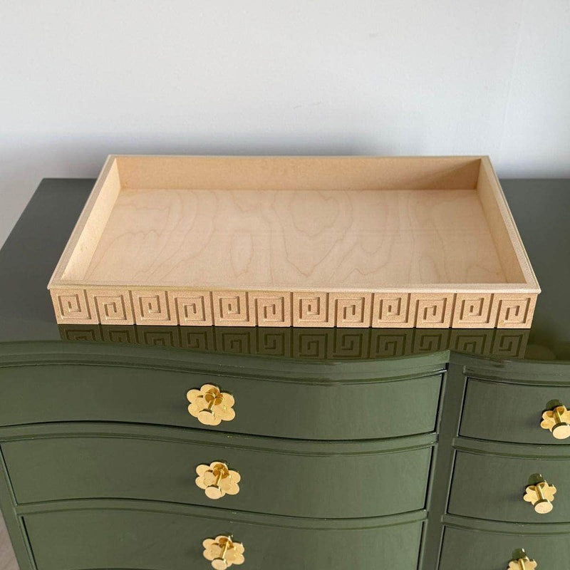 Large Greek Key Tray - Custom Lacquered The Resplendent Crow