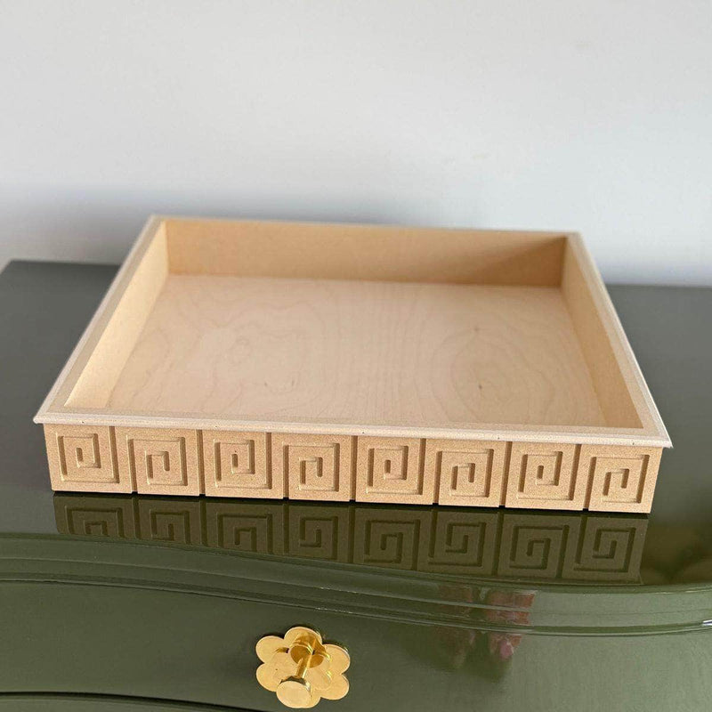 Medium Greek Key Tray - Custom Lacquered The Resplendent Crow