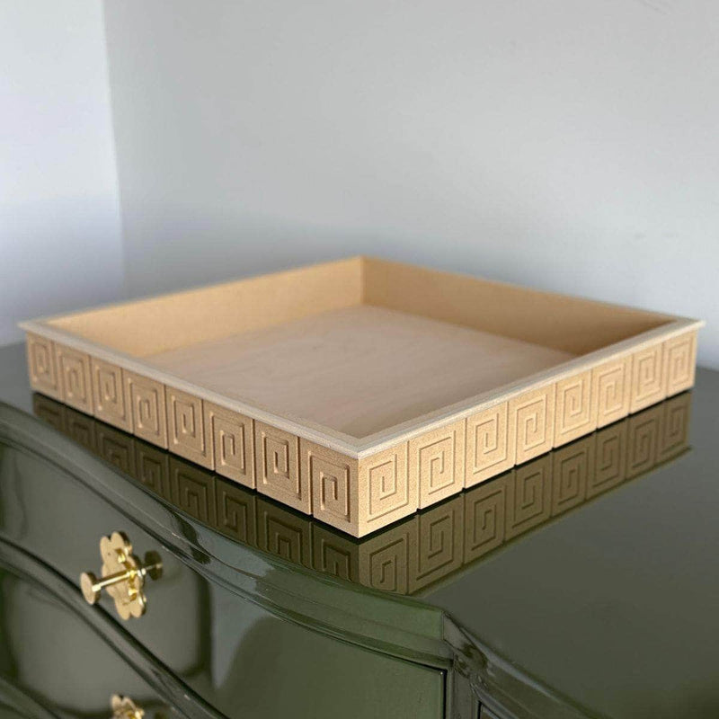 Medium Greek Key Tray - Custom Lacquered The Resplendent Crow