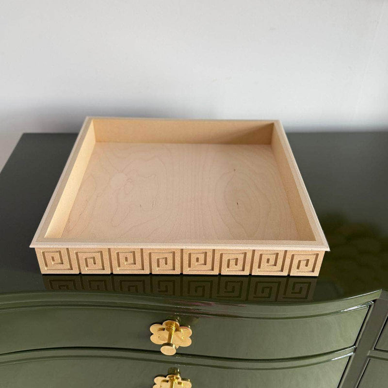 Medium Greek Key Tray - Custom Lacquered The Resplendent Crow