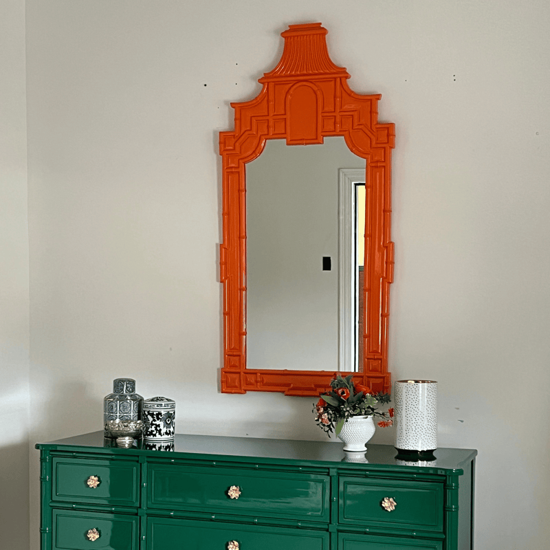 Mirrors Faux Bamboo Mirror - Orange - Ready To Ship The Resplendent Home