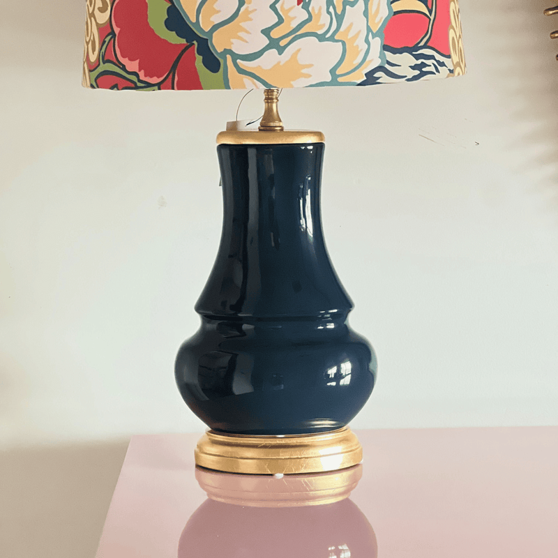 Navy Blue Lamp With Thibaut Honshu Shade The Resplendent Crow